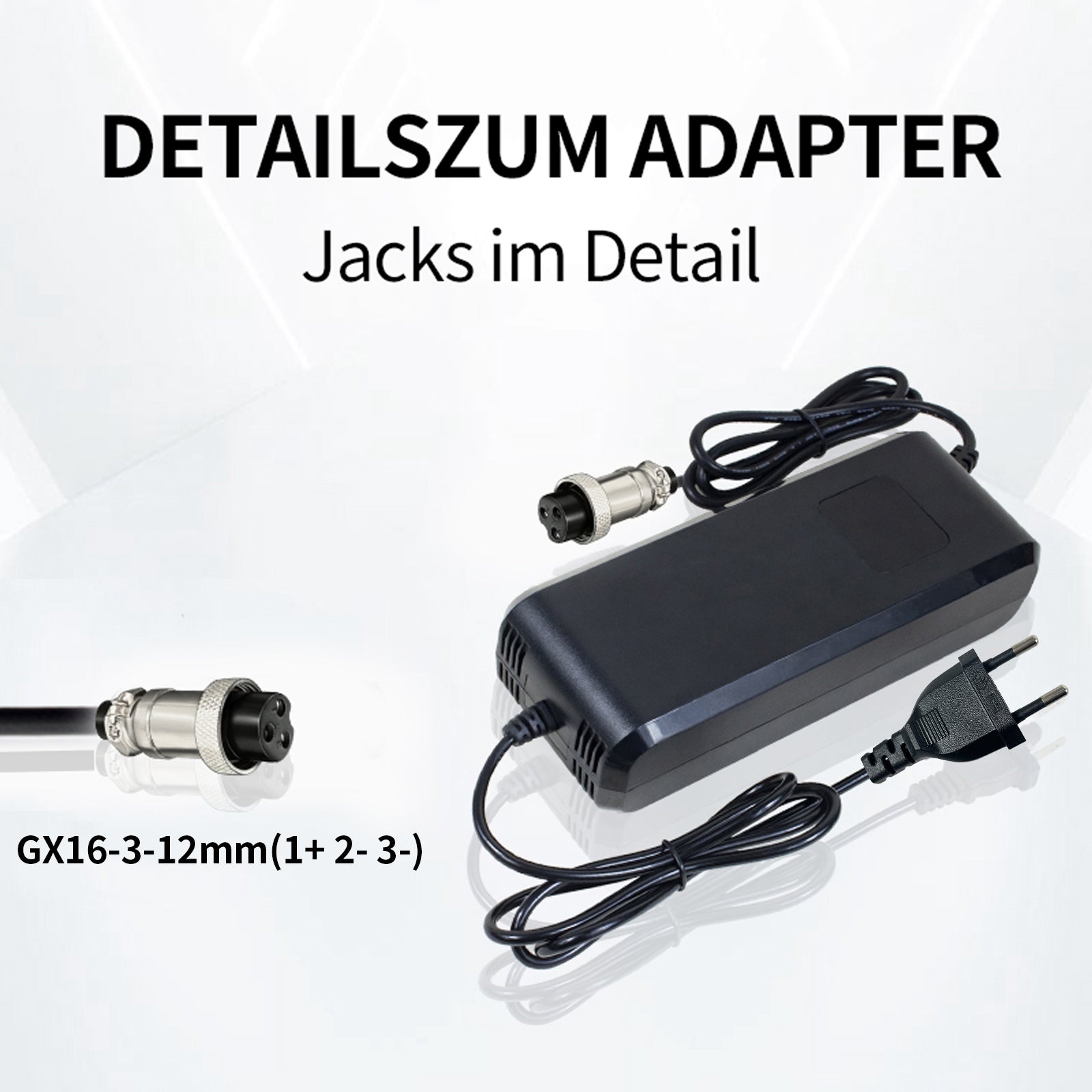 YZPOWER 54.6 4A Lithium Battery Charger for 48v 13s Li-Ion Battery Pack gx16-3 12mm Connector, 48v Power Adapter Built-in Fan Display Showing Instant Charging Voltage