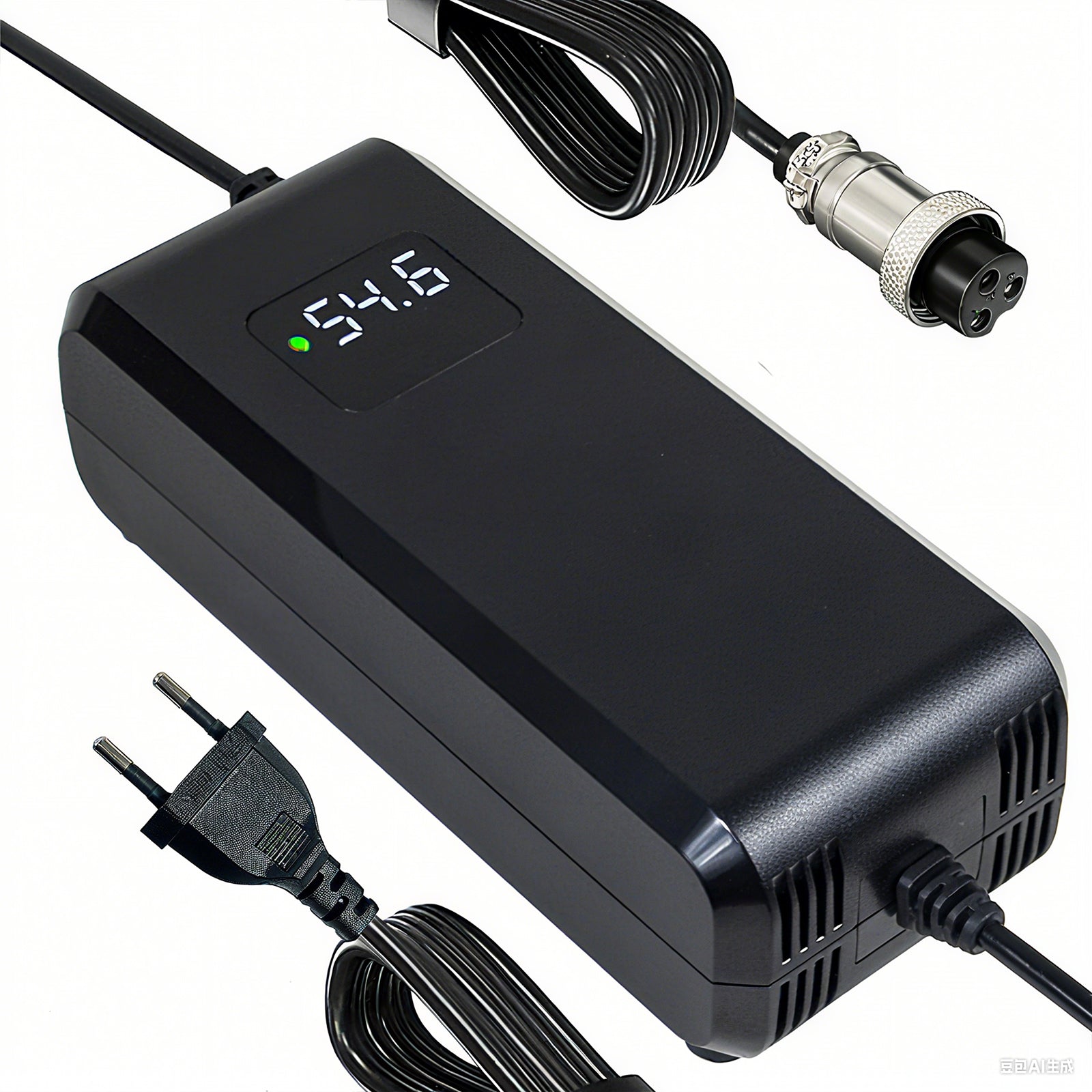 YZPOWER 54.6 4A Lithium Battery Charger for 48v 13s Li-Ion Battery Pack gx16-3 12mm Connector, 48v Power Adapter Built-in Fan Display Showing Instant Charging Voltage