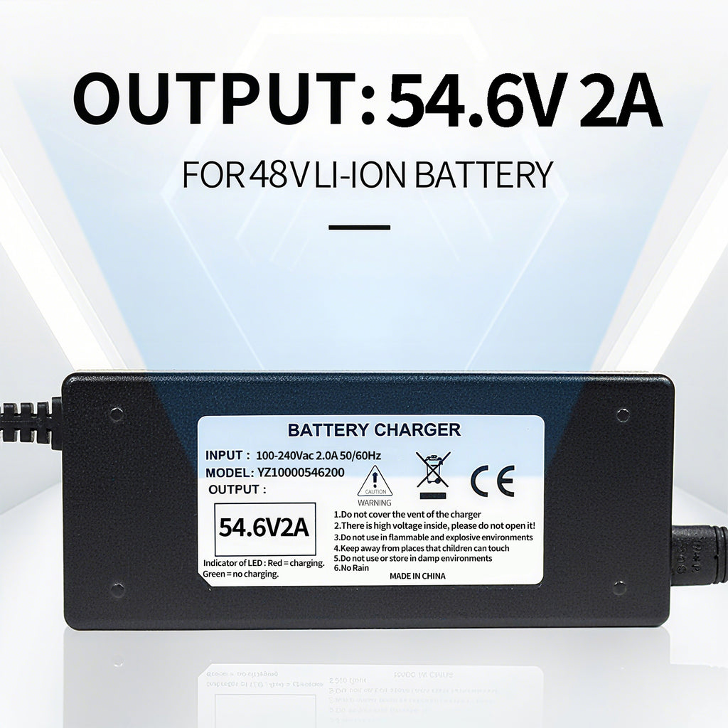 YZPOWER 48v Lithium Battery Charger,54.6v 2A Power Charger Adapter DC 1 Prong 5.5 2.1mm Replacement for 48v Li-ion Battery Pack