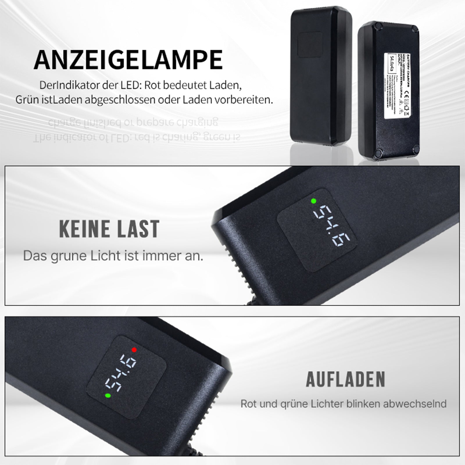 YZPOWER 54.6 4A Lithium Battery Charger for 48v 13s Li-Ion Battery Pack gx16-3 12mm Connector, 48v Power Adapter Built-in Fan Display Showing Instant Charging Voltage